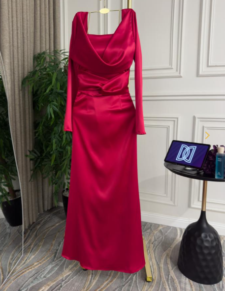 Sexy Mermaid Long Sleeves Red Prom Dresses P1206