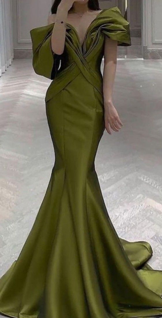 Mermaid Off The Shoulder Mermaid Green Long Prom Dress P1267