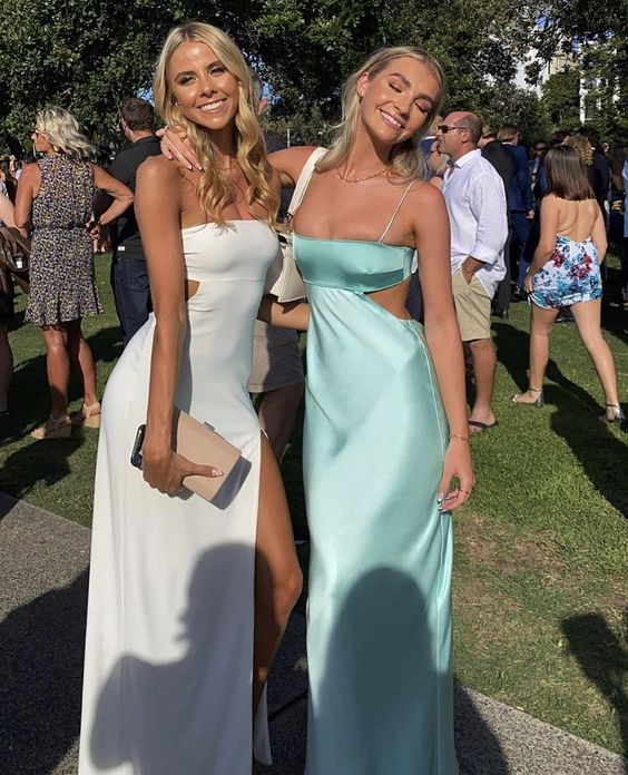 simple spaghetti straps long prom dress birthday outfit P1384