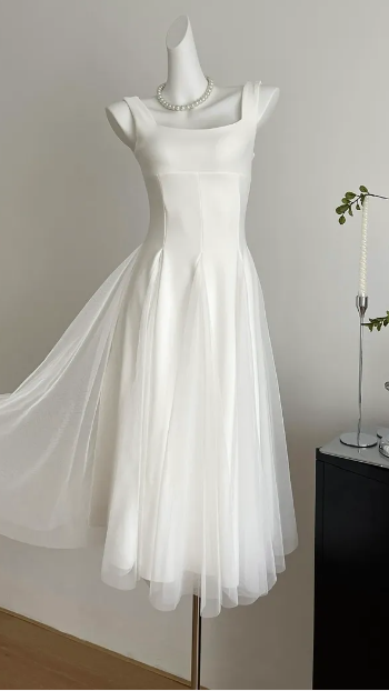 A Line Square Neck Prom Dress Elegant Evening Gown P1474