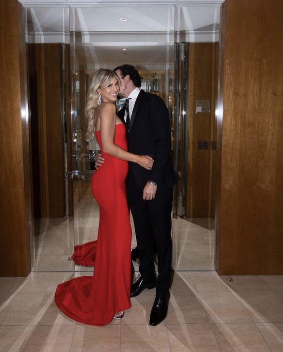 Sexy Mermaid Strapless Red Long Prom Dress P1623