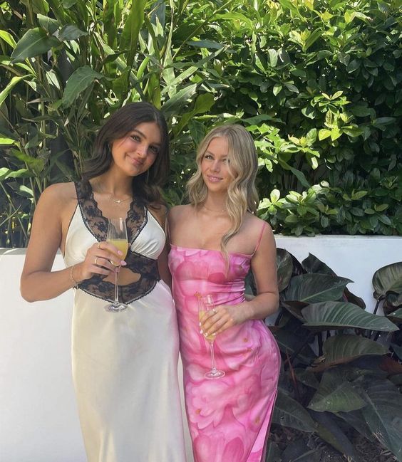 Sexy Sheath Spaghetti Straps Floral Pink Long Backless Prom Dress 1684