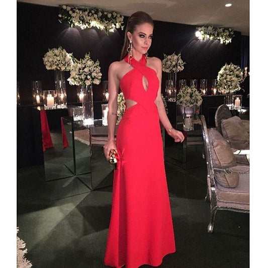 Sexy Mermaid Halter Red Long Prom Dresses P1803