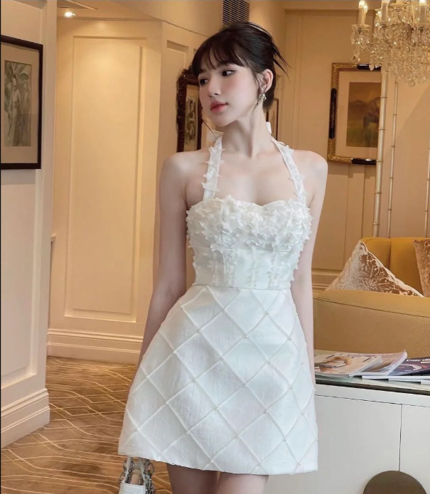 chic a-line satin halter short homecoming dress 18th birthday outfits P1950