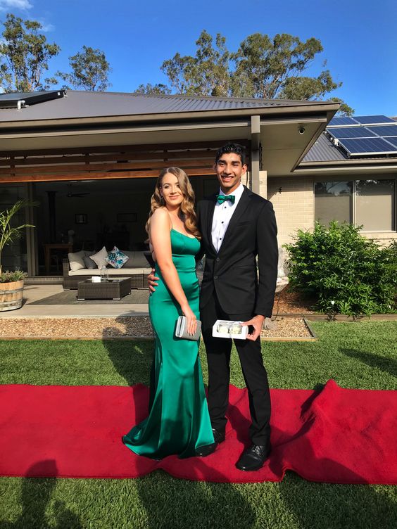 Sexy Mermaid Straps Dark Green Backless Prom Dresses Evening Dress P1994