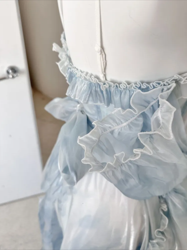 Sexy High Low Straps Blue Prom Dresses 21th Birthday Outfit P2078