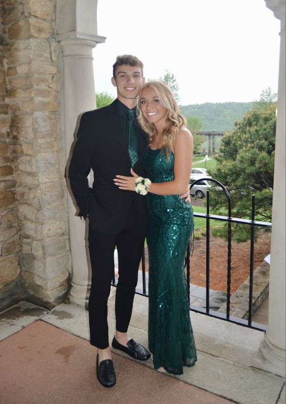 Sparkly Mermaid Dark Green Long Prom Dresses Formal Dress P2214