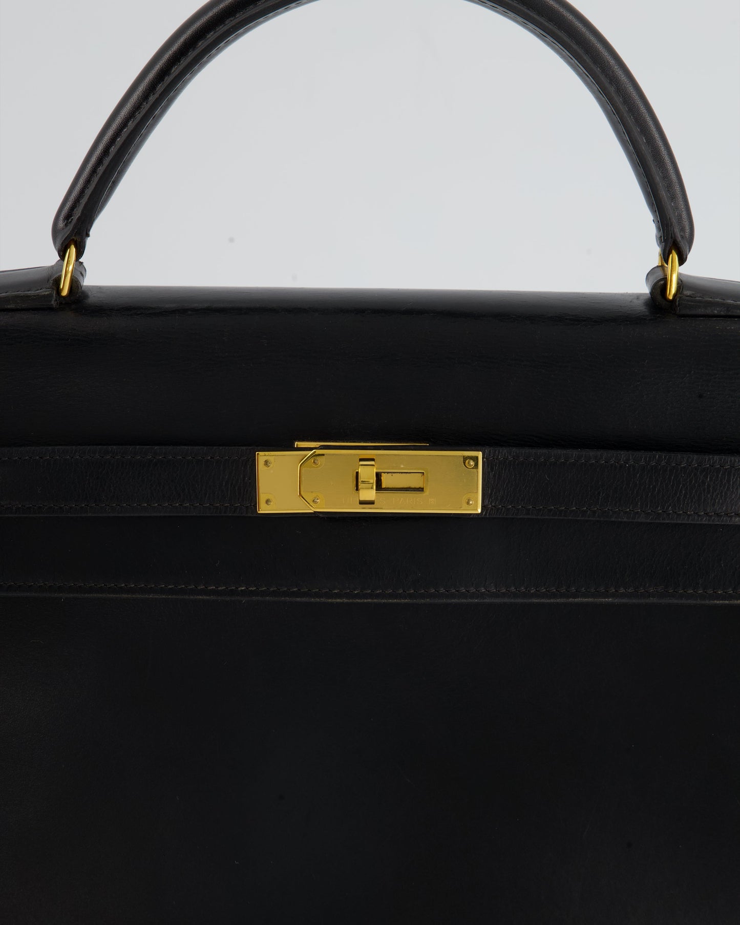 Hermès Vintage Kelly Bag 32cm Sellier in Black Box Calf Leather with Gold Hardware