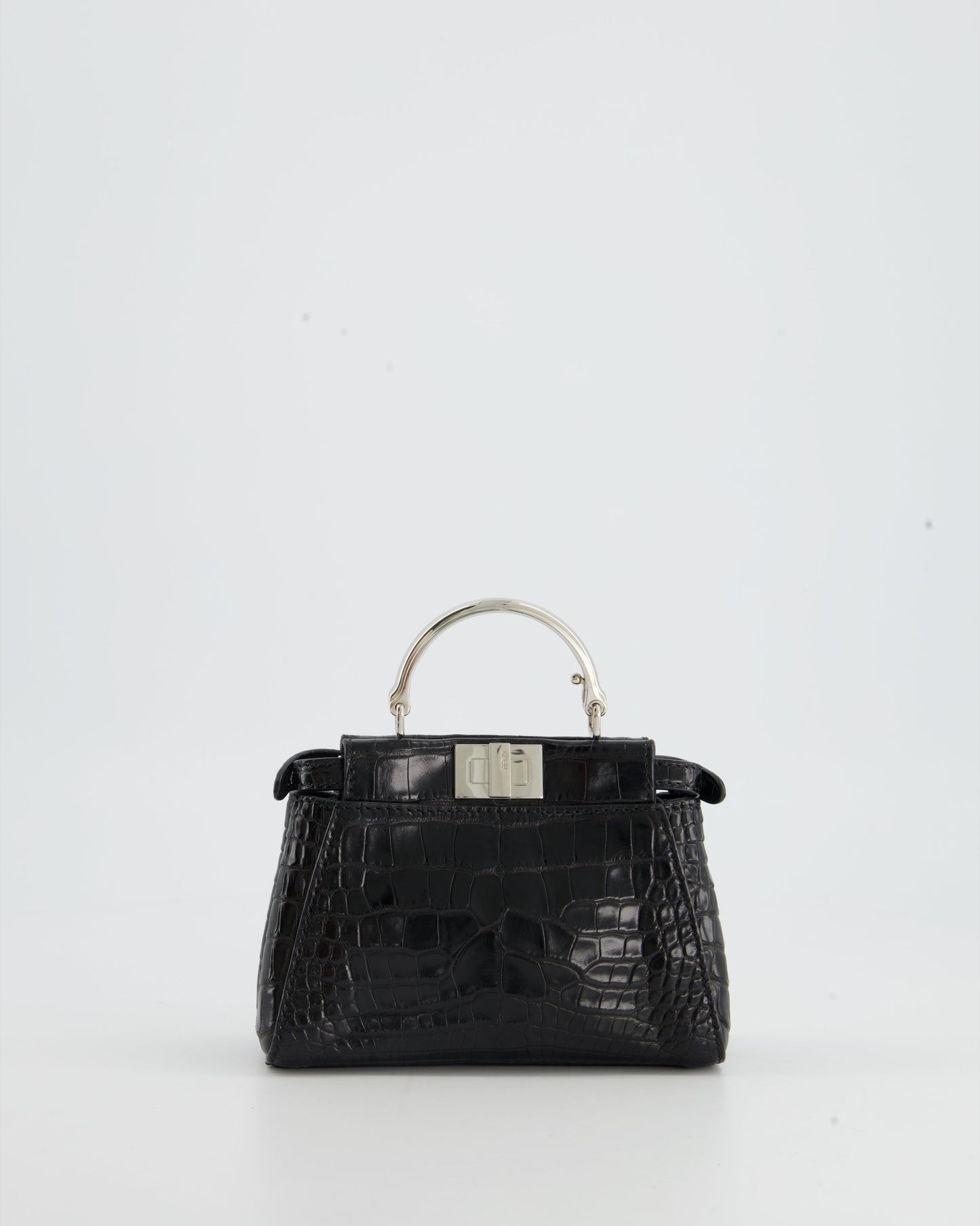 *FIRE PRICE* Fendi Black Exotic Micro Mini Peekaboo Bag with Silver Hardware