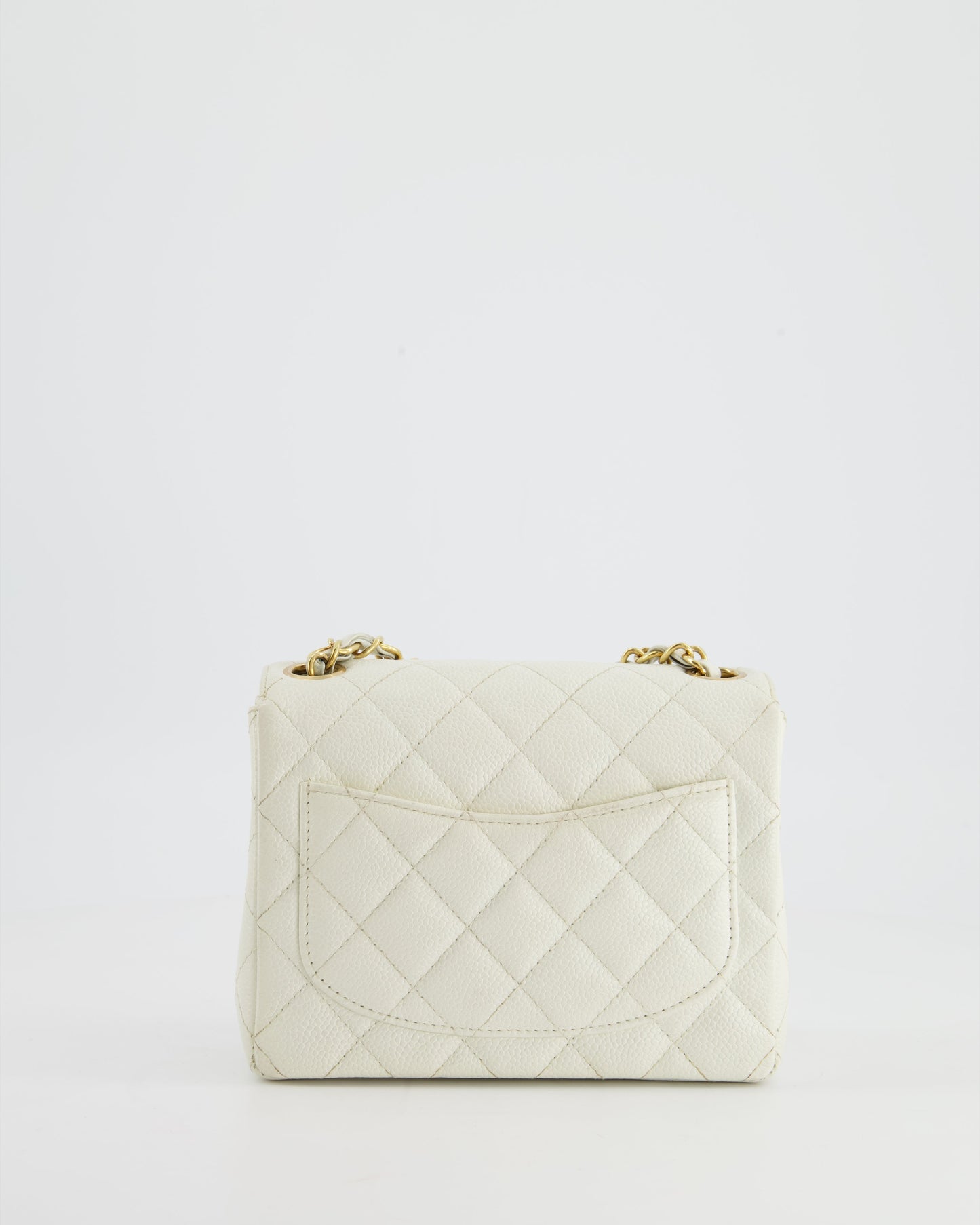 *RARE* Chanel Vintage White Caviar Mini Square Flap Bag with 24K Gold Hardware