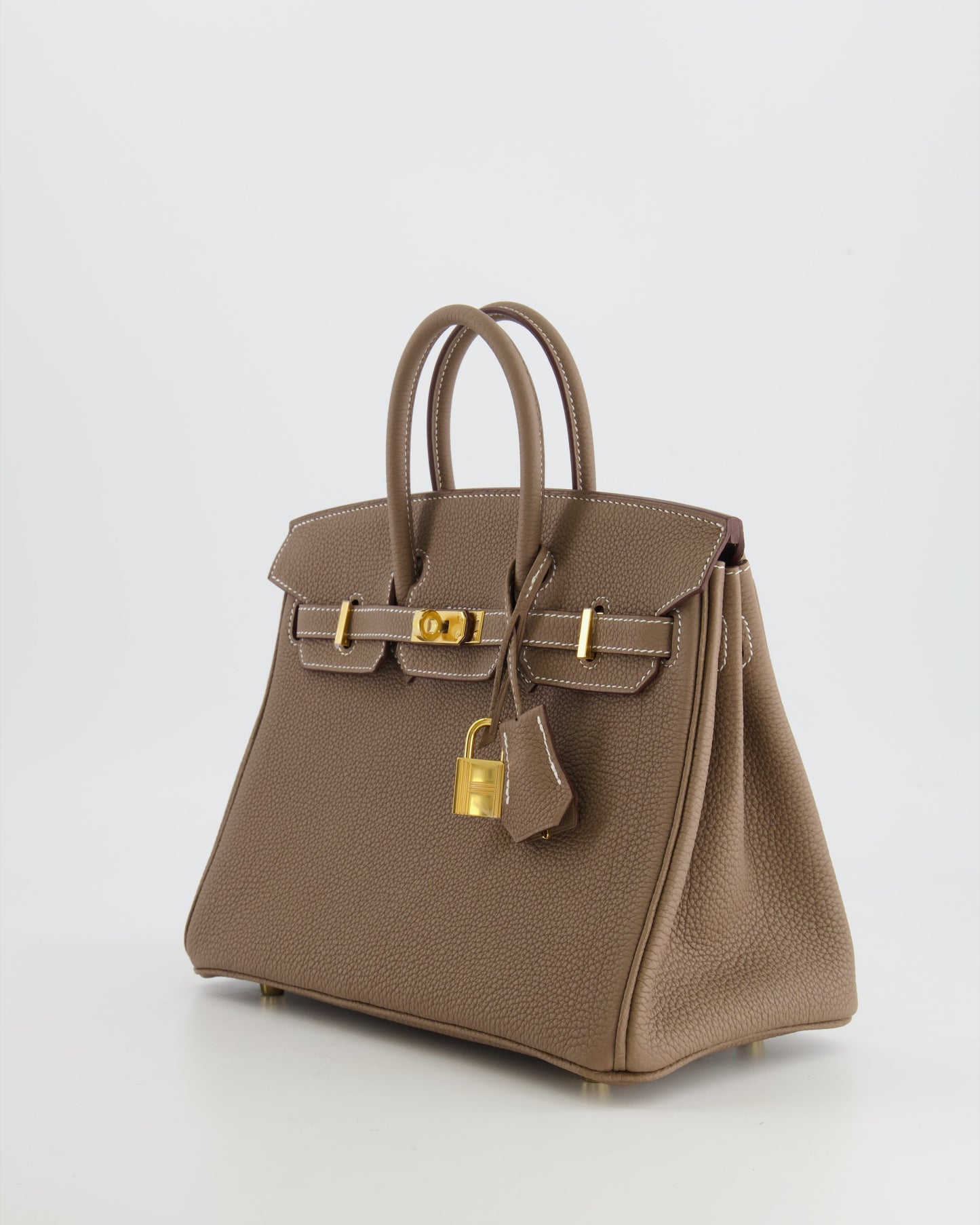 *RARE* Hermès Birkin 25cm Retourne Bag in Etoupe Togo Leather with Gold Hardware