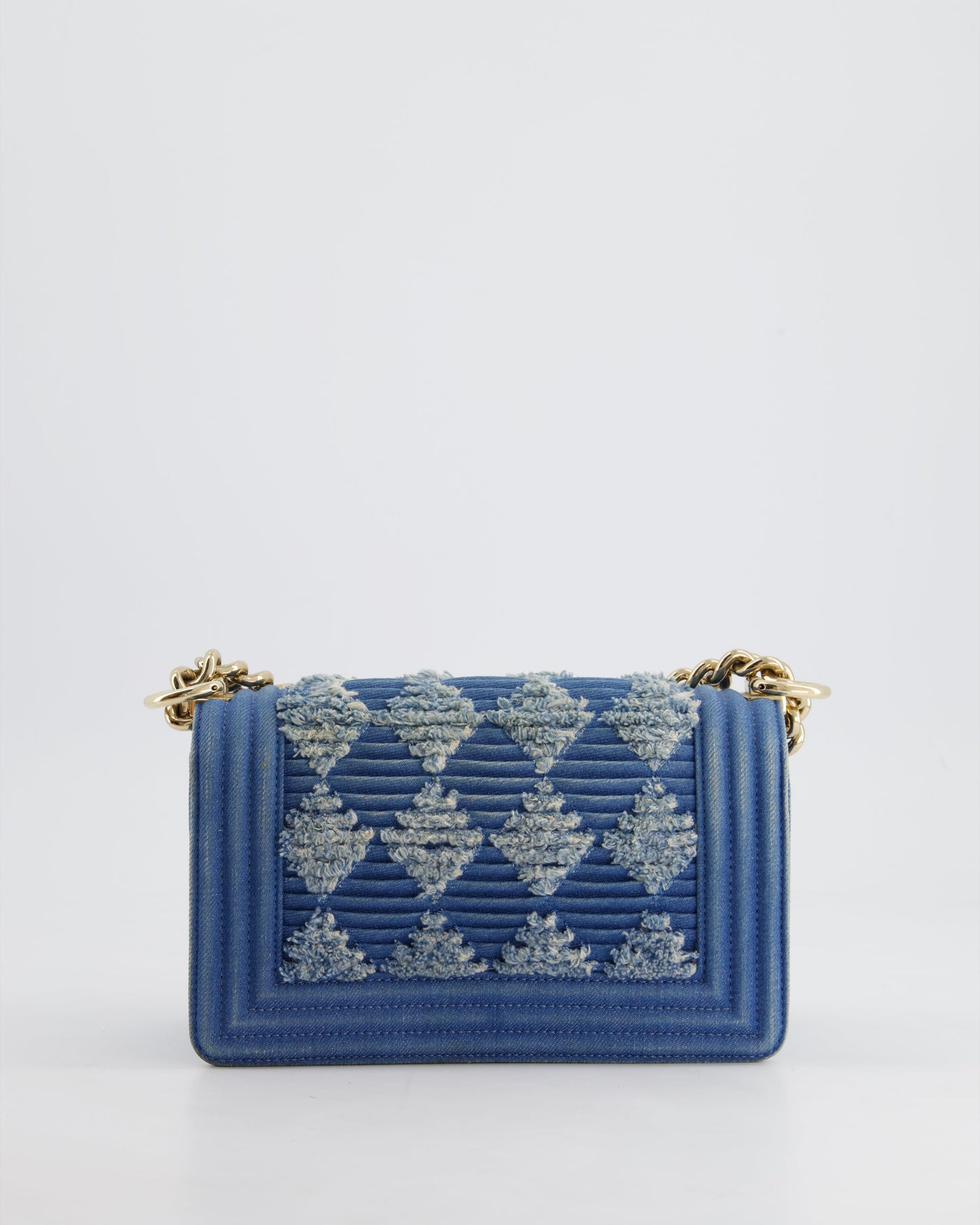 *HOT* Chanel Blue Small Boy Bag in Denim with Champagne Gold Hardware
