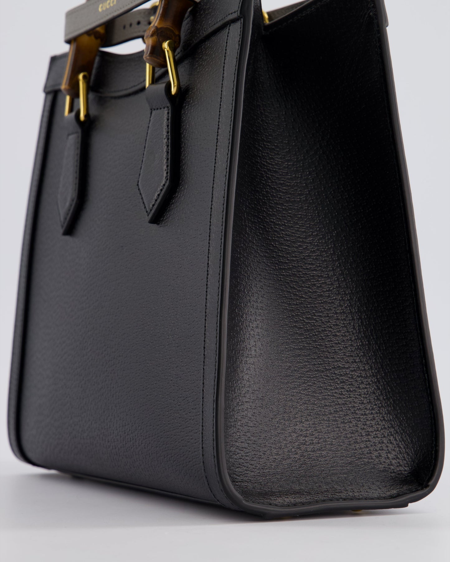 Gucci Black Diana Medium Tote Leather Bag with Shiny Antique Gold Hardware & Bamboo Handle RRP £3,170