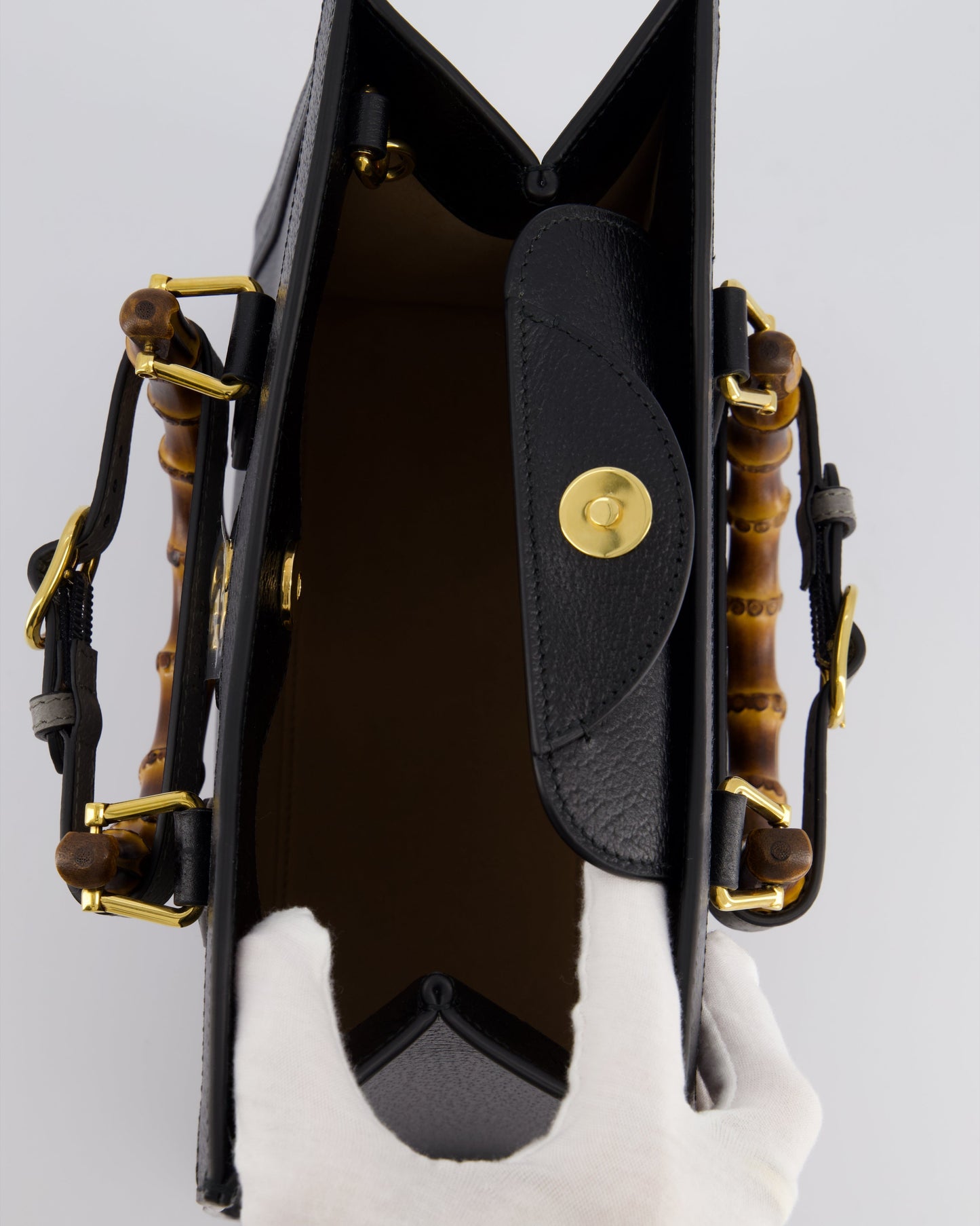 Gucci Black Diana Medium Tote Leather Bag with Shiny Antique Gold Hardware & Bamboo Handle RRP £3,170