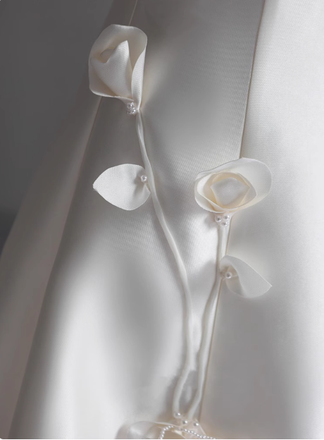 White sleeveless satin tube top elegant light wedding dress P2499