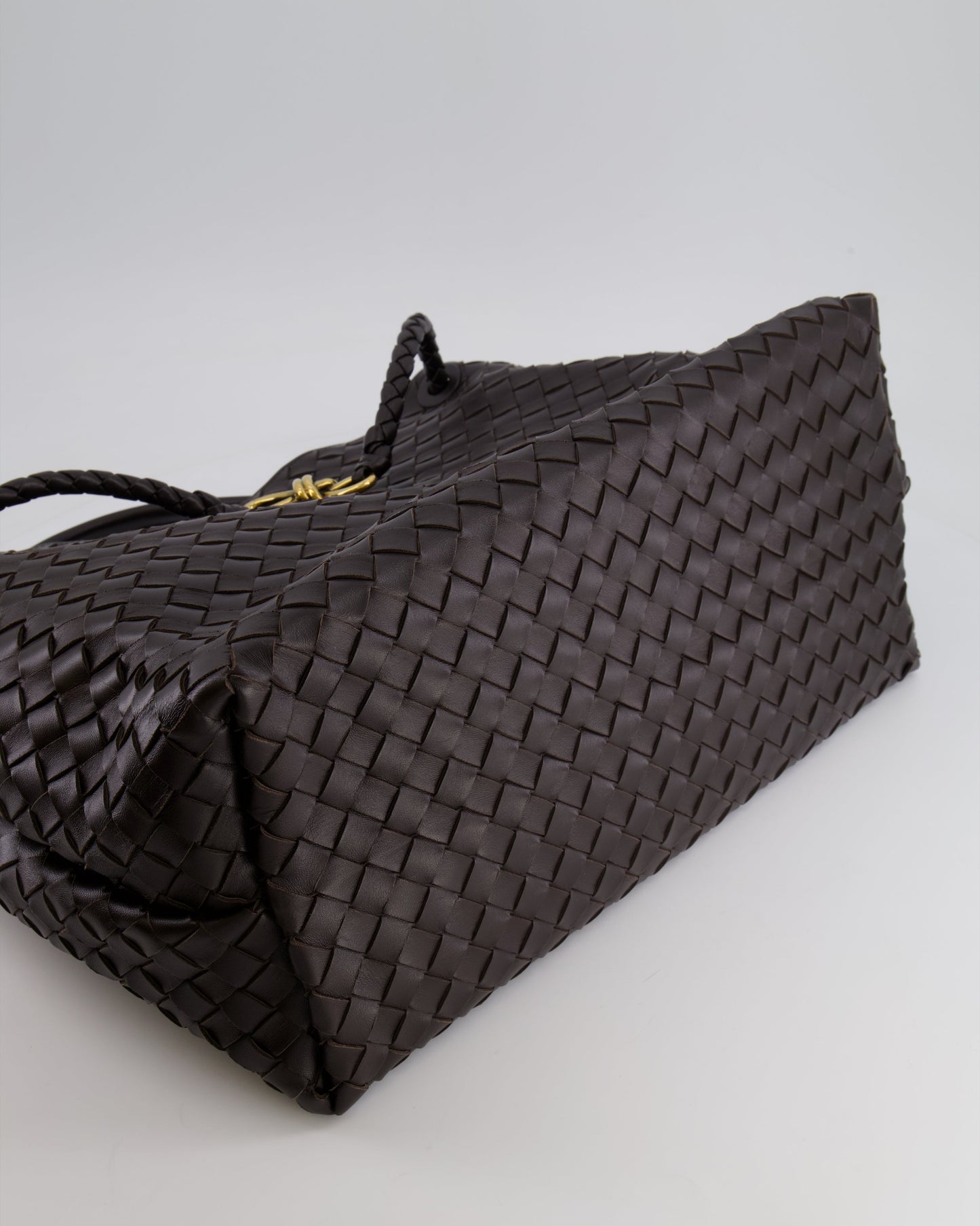 Bottega Veneta Fondant Andiamo Large Intrecciato Leather Top Handle Bag with Sliding Cross-Body and Gold Knot Hardware RRP £6,090