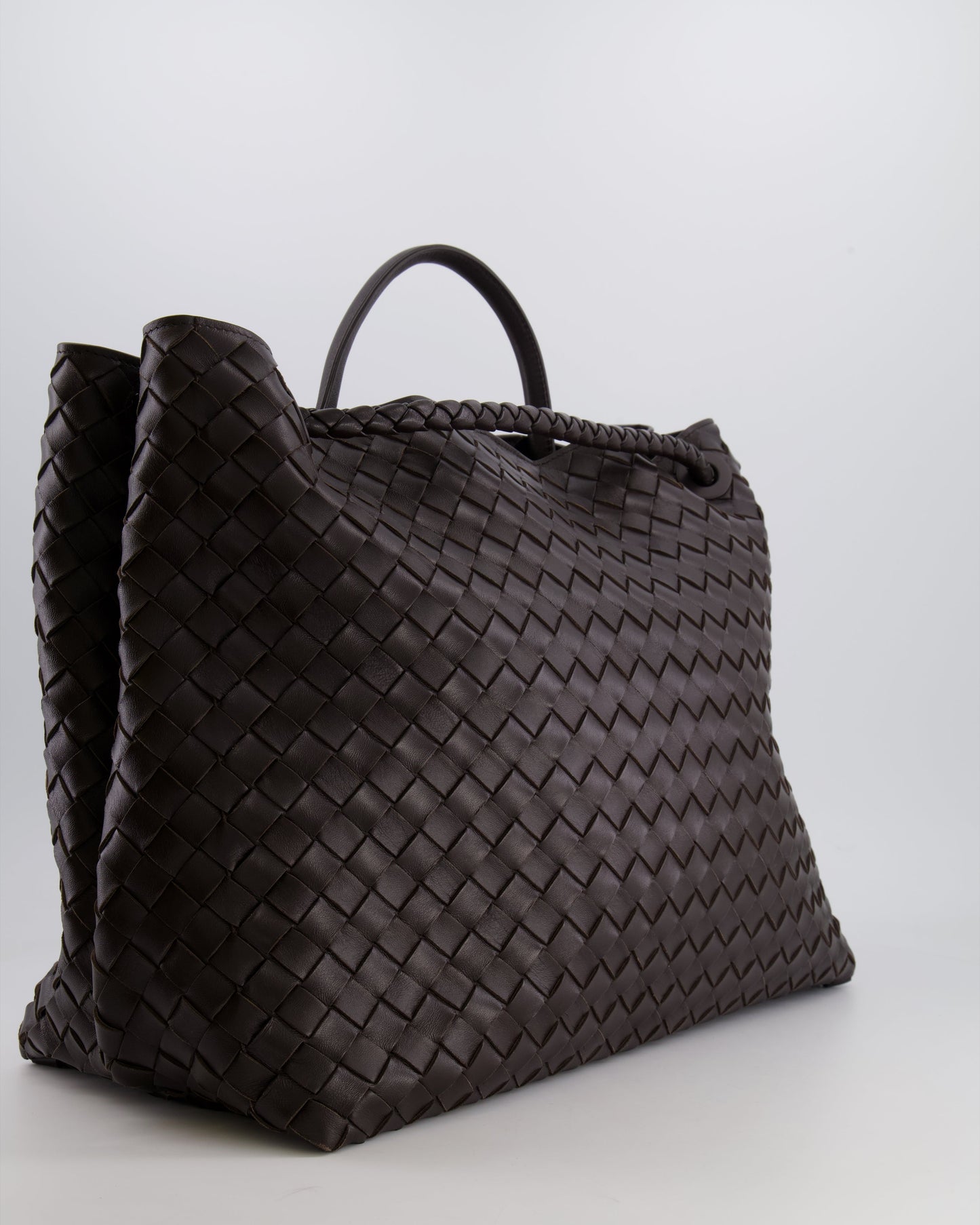 Bottega Veneta Fondant Andiamo Large Intrecciato Leather Top Handle Bag with Sliding Cross-Body and Gold Knot Hardware RRP £6,090