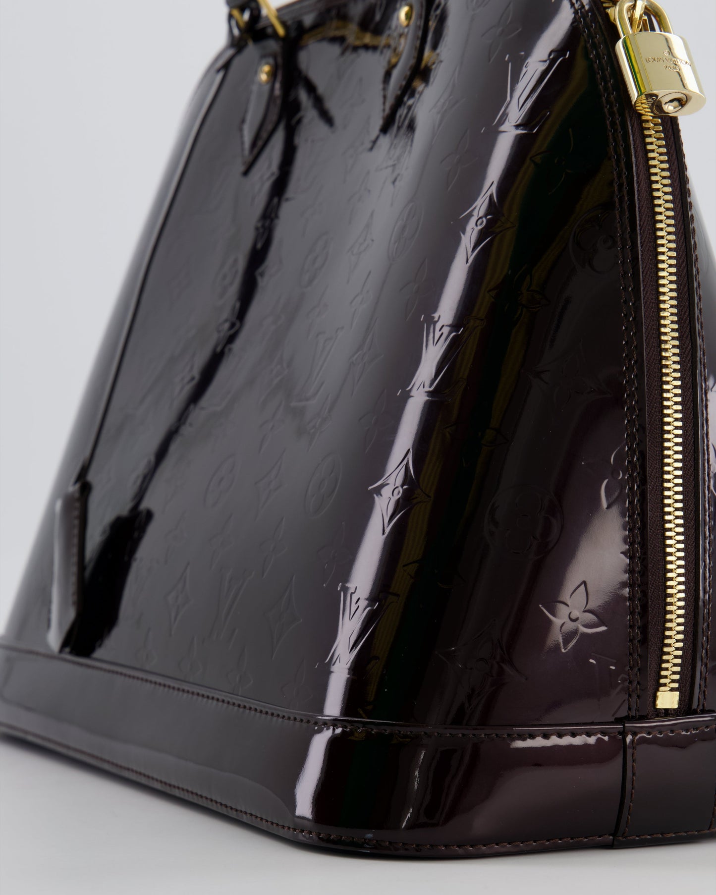 Louis Vuitton Alma Large Bag in Burgundy Monogram Patent Leather with Gold Hardware