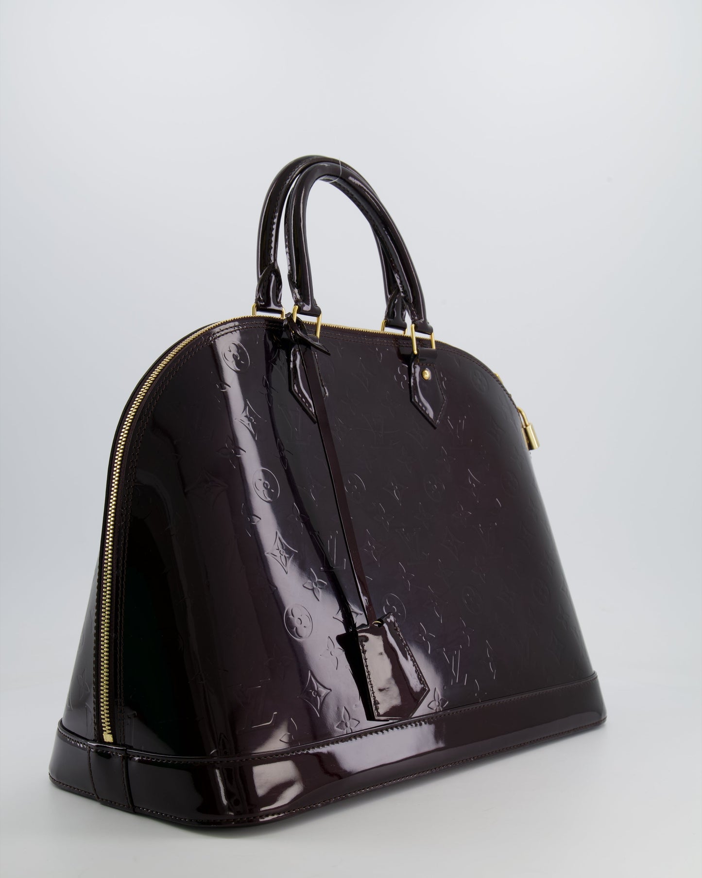 Louis Vuitton Alma Large Bag in Burgundy Monogram Patent Leather with Gold Hardware
