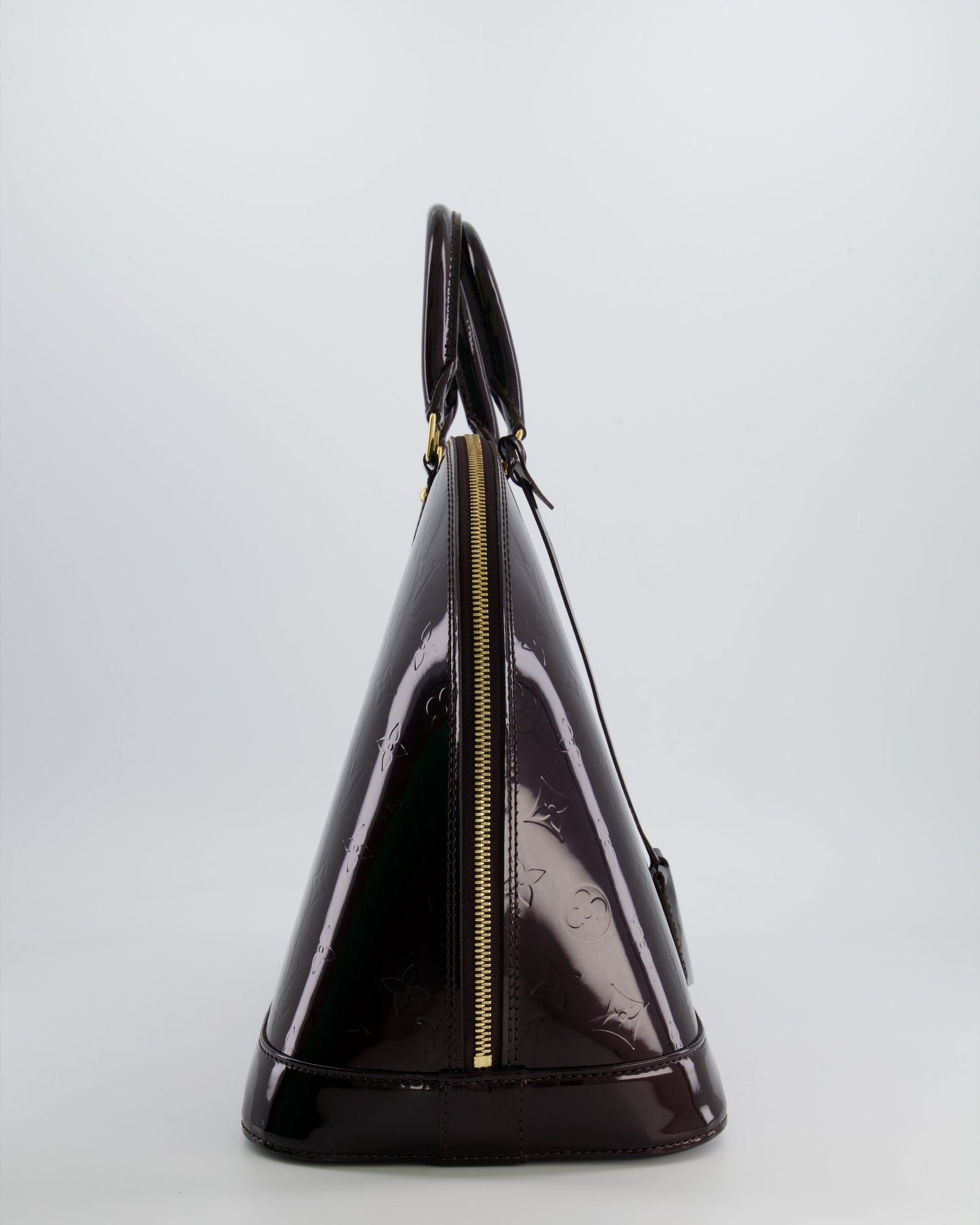 Louis Vuitton Alma Large Bag in Burgundy Monogram Patent Leather with Gold Hardware