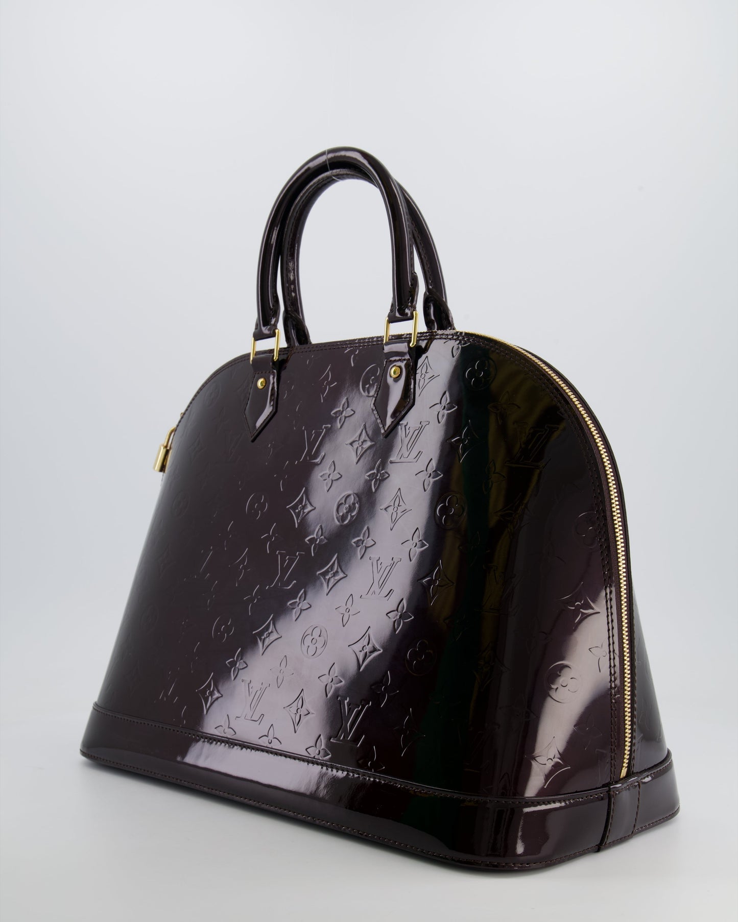 Louis Vuitton Alma Large Bag in Burgundy Monogram Patent Leather with Gold Hardware