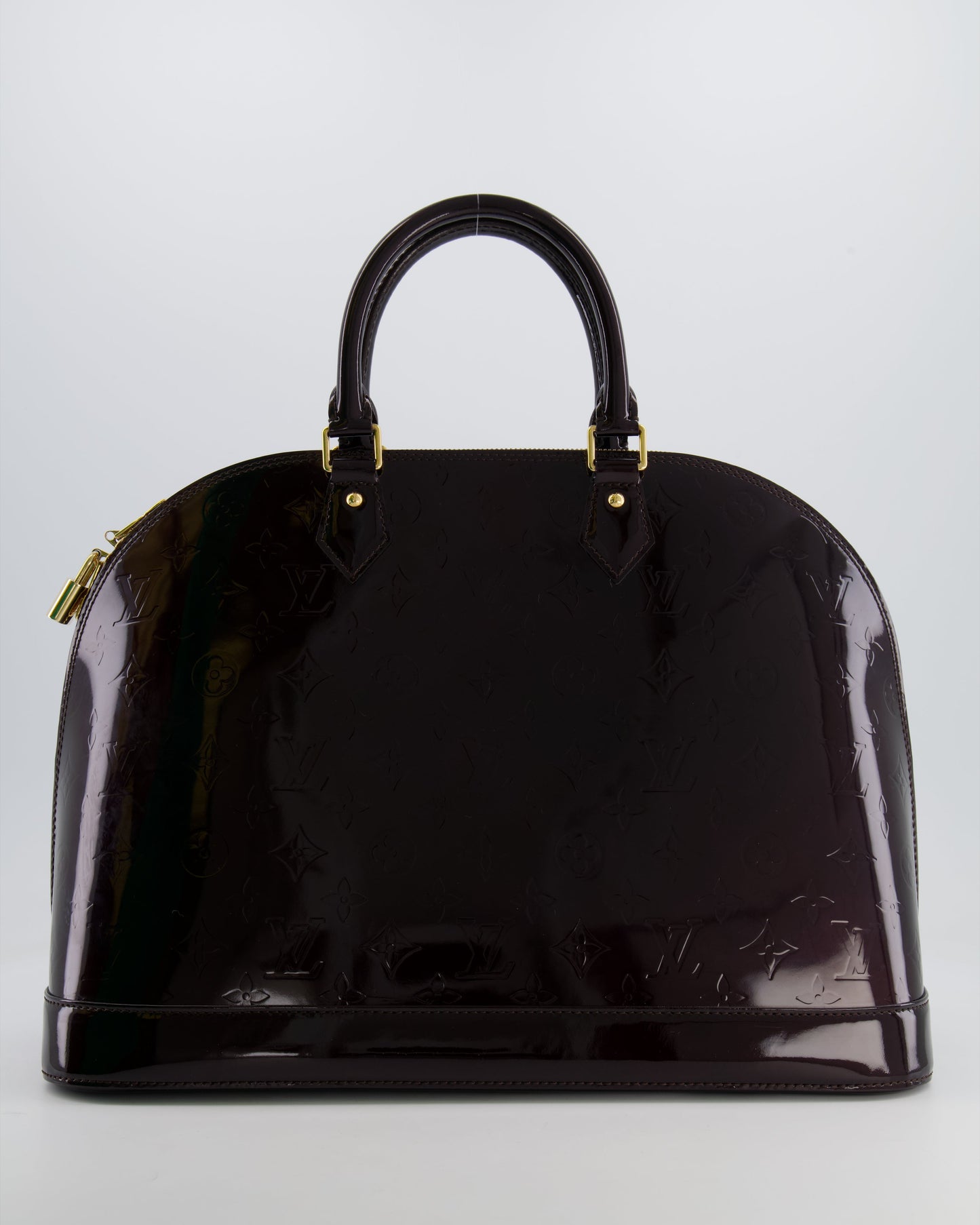 Louis Vuitton Alma Large Bag in Burgundy Monogram Patent Leather with Gold Hardware
