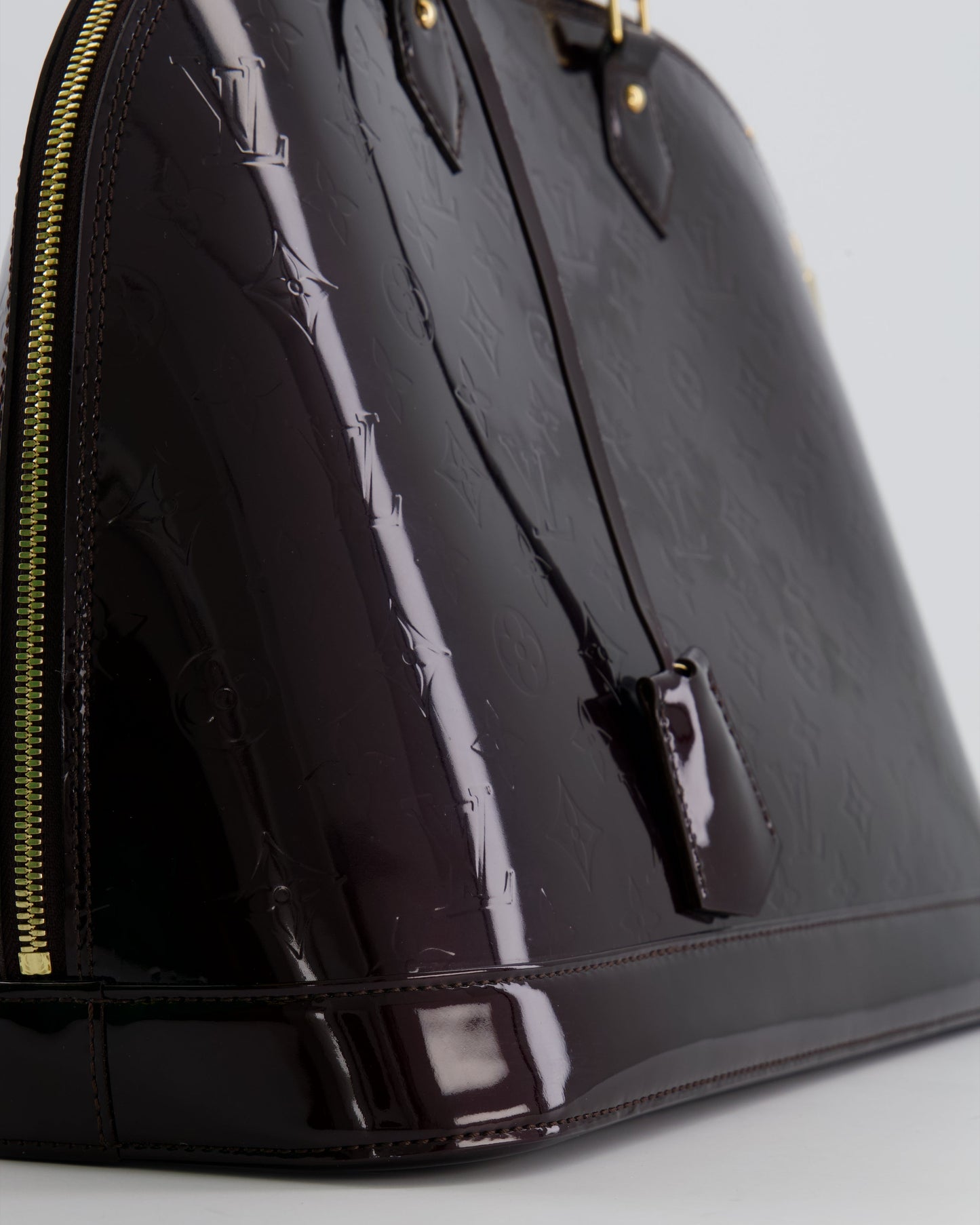 Louis Vuitton Alma Large Bag in Burgundy Monogram Patent Leather with Gold Hardware