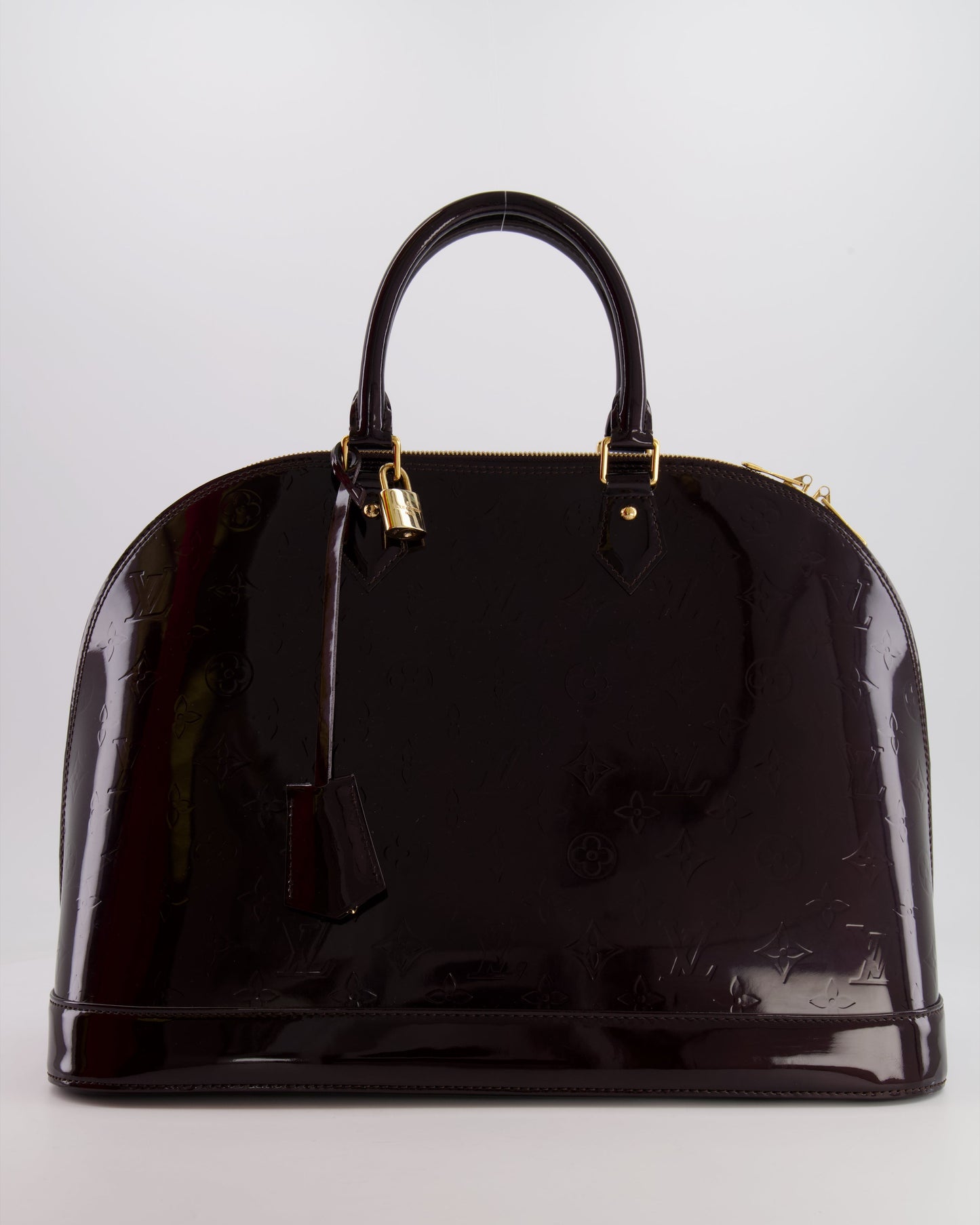 Louis Vuitton Alma Large Bag in Burgundy Monogram Patent Leather with Gold Hardware