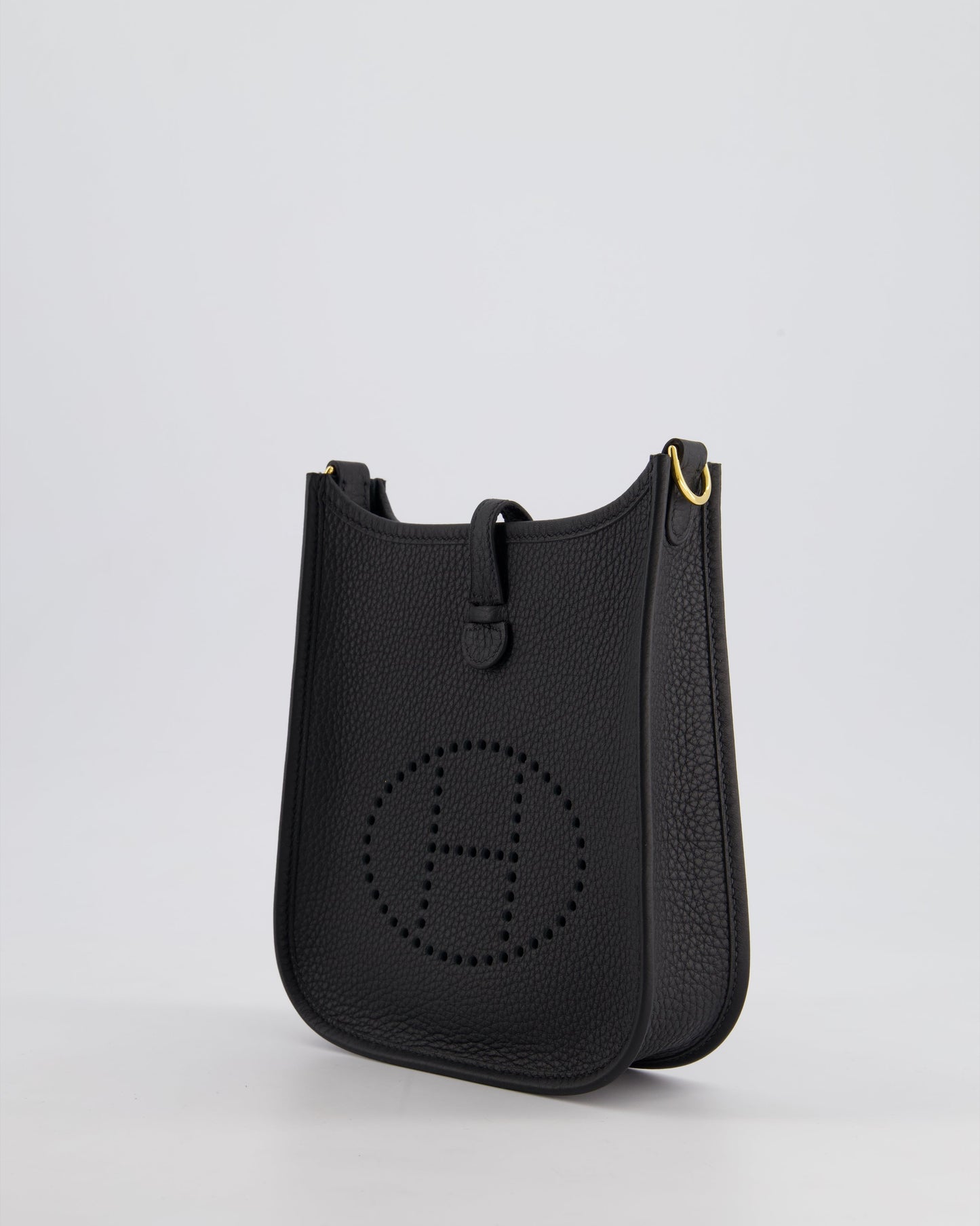 Hermès Mini Evelyne 16 Bag in Noir Clemence Leather with Gold Hardware