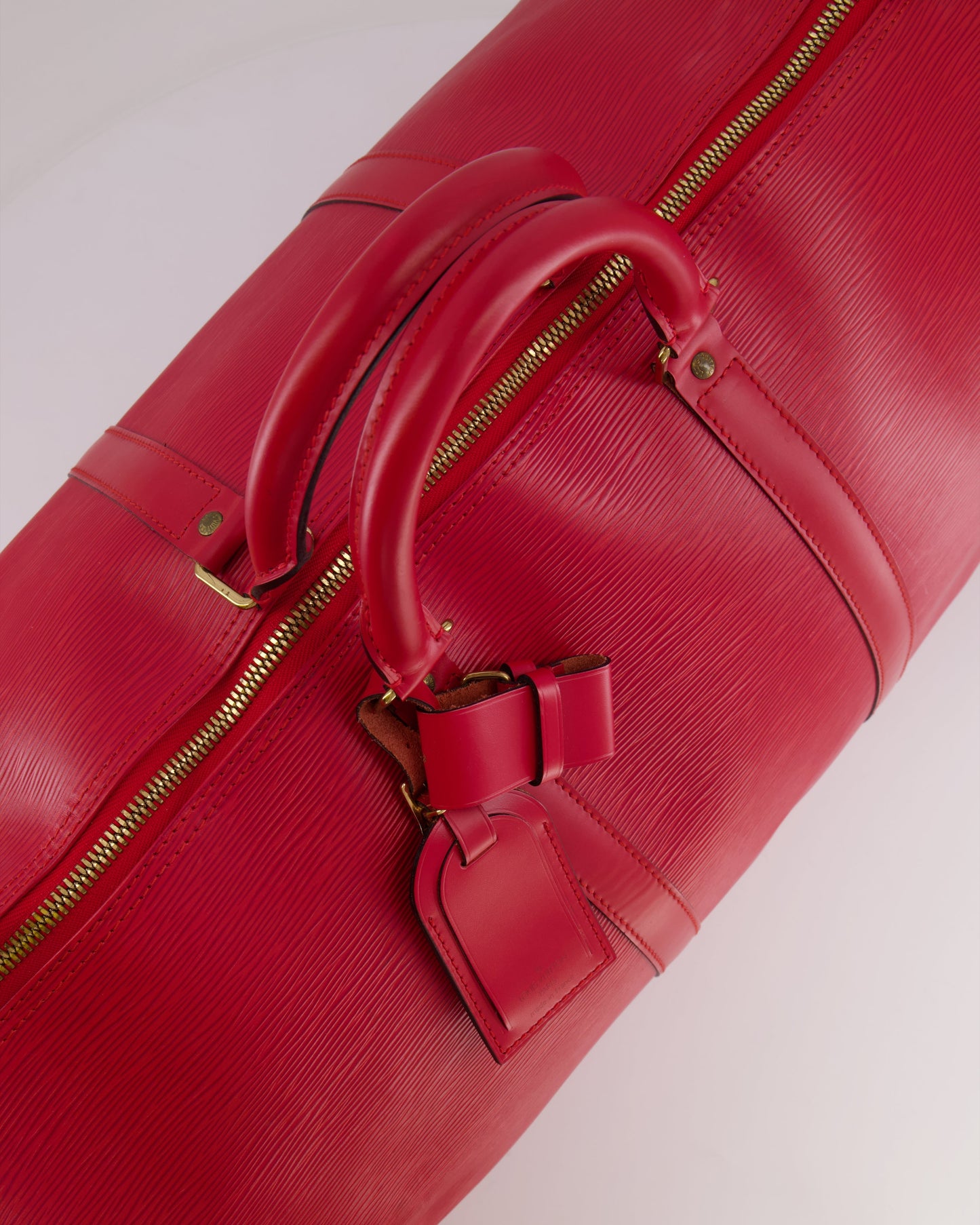 Louis Vuitton Vintage Red Epi Leather Keepall 55 Travel Bag with Gold Hardware RRP £2,800