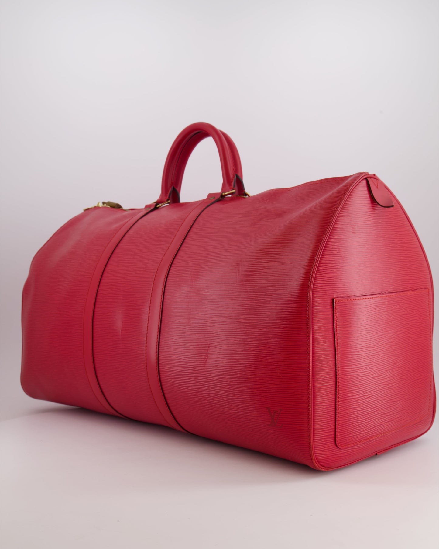 Louis Vuitton Vintage Red Epi Leather Keepall 55 Travel Bag with Gold Hardware RRP £2,800
