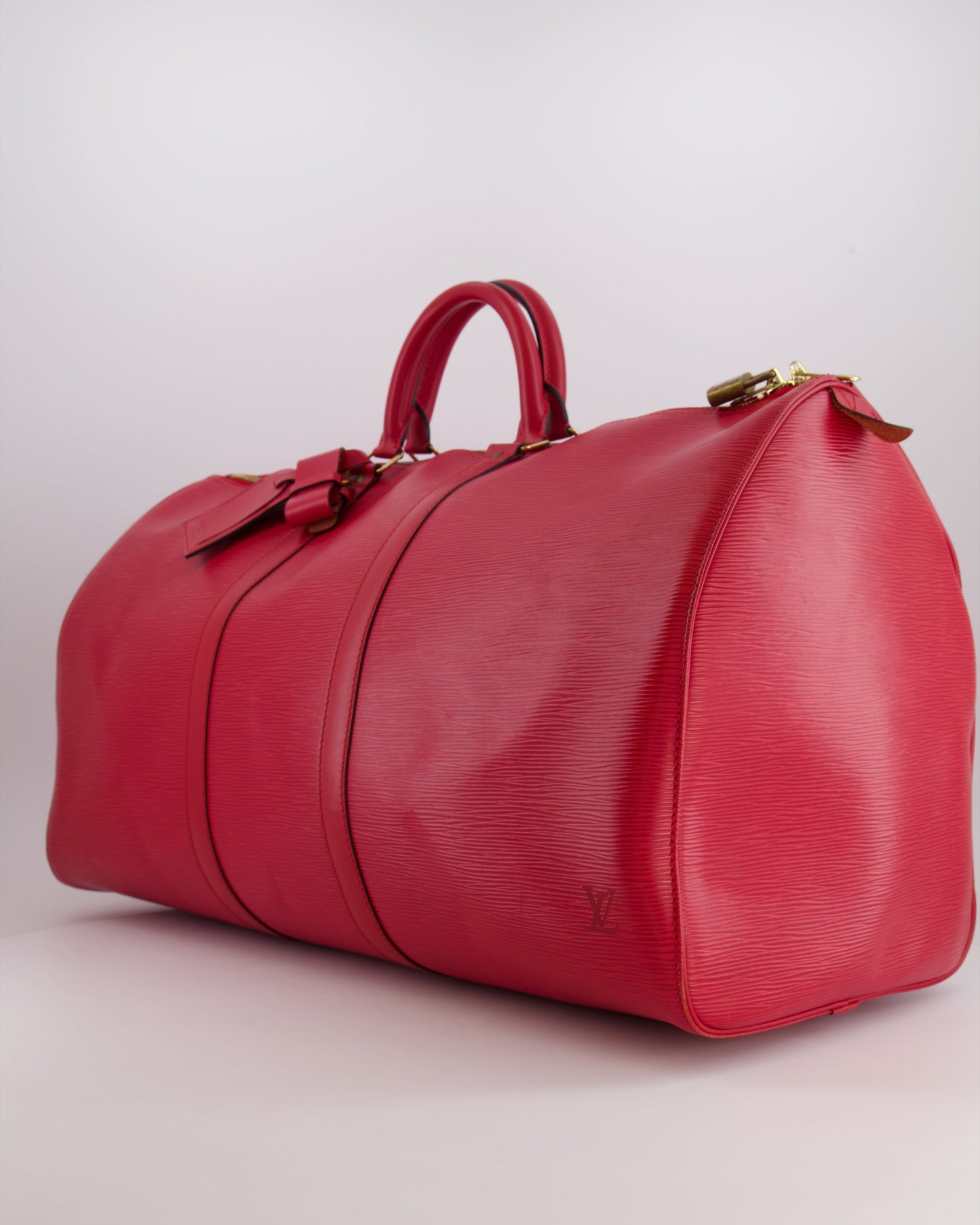 Louis Vuitton Vintage Red Epi Leather Keepall 55 Travel Bag with Gold Hardware RRP £2,800