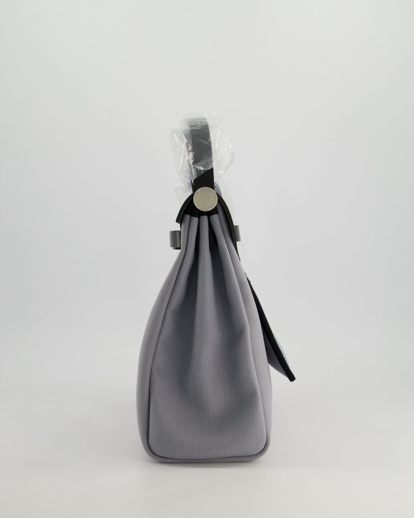 *HOT & NEW COLOUR* Hermès Herbag 31 Zip Bag in Gris Toile Officier Canvas, Noir Vache Hunter Leather with Palladium Hardware