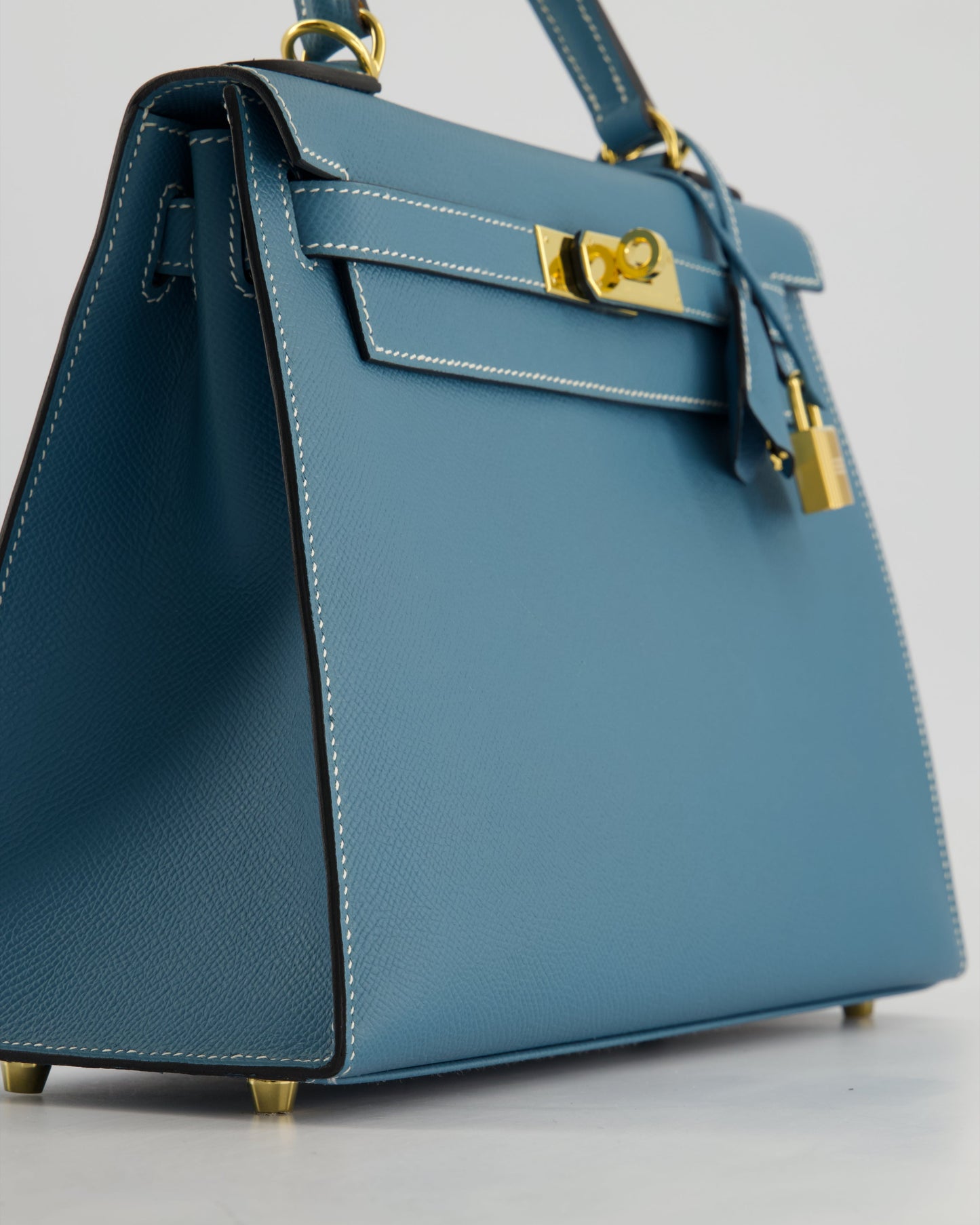 *HOT* Hermès Kelly 28cm Sellier Bag in Blue Jean Epsom Leather with Gold Hardware