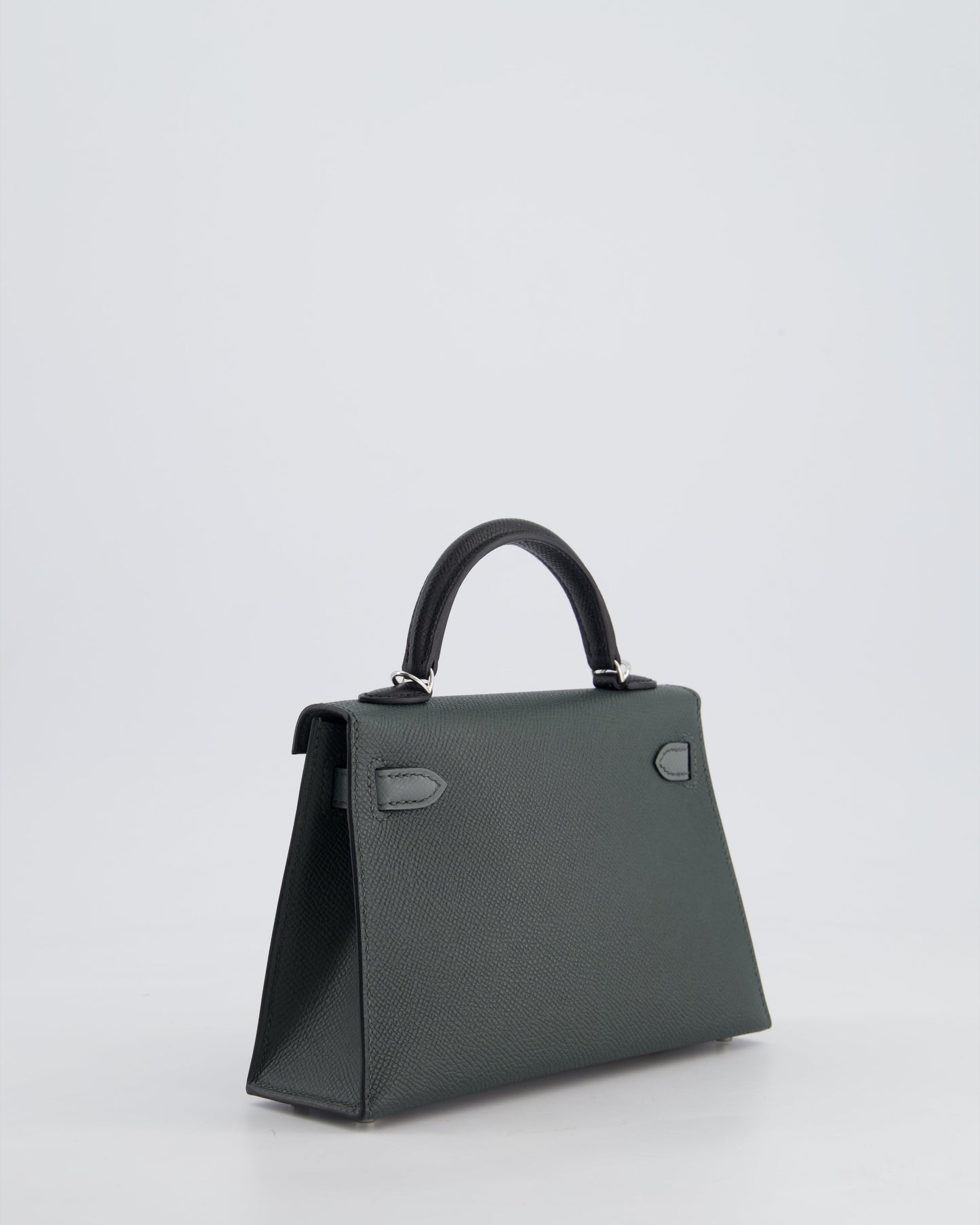 *NEW COLOUR* Hermès Mini Kelly II Tricolour 20cm Bag In Vert Mangrove, Vert Amande and Noir Epsom Leather with Palladium Hardware