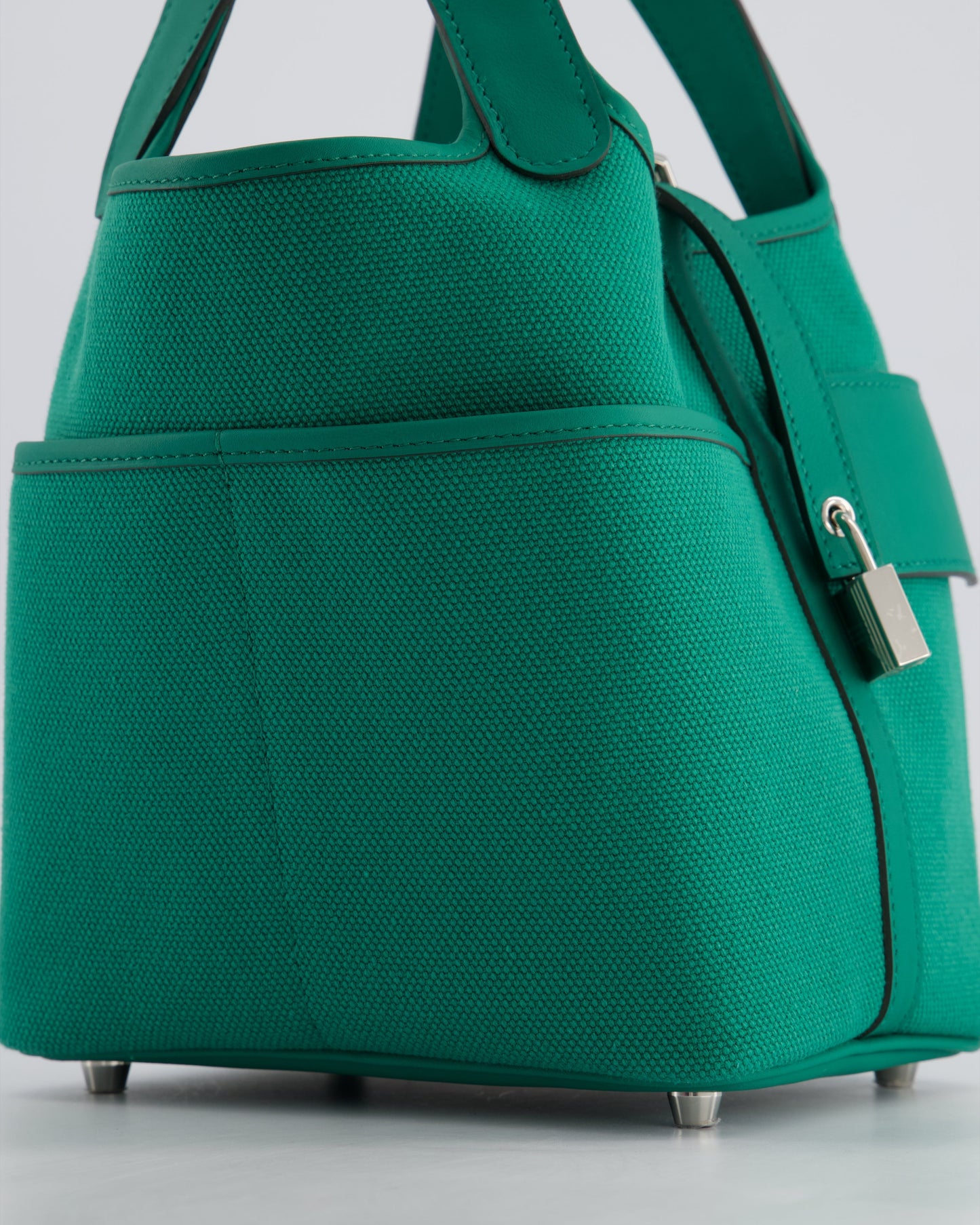 Hermes Picotin 18cm Cargo in Vert Vertigo in Ecru and Swift Leather with Palladium Hardware