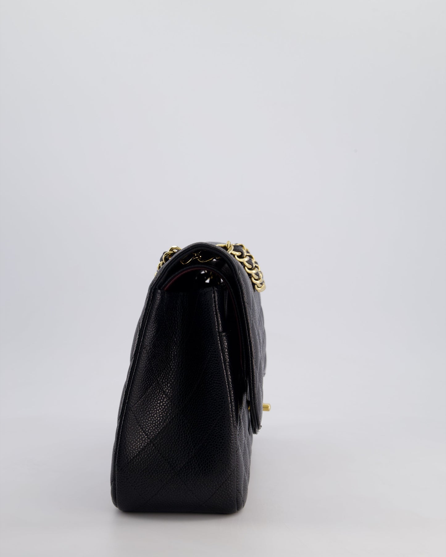 Chanel Black Jumbo Classic Double Flap Bag in Caviar Leather with Gold Hardware