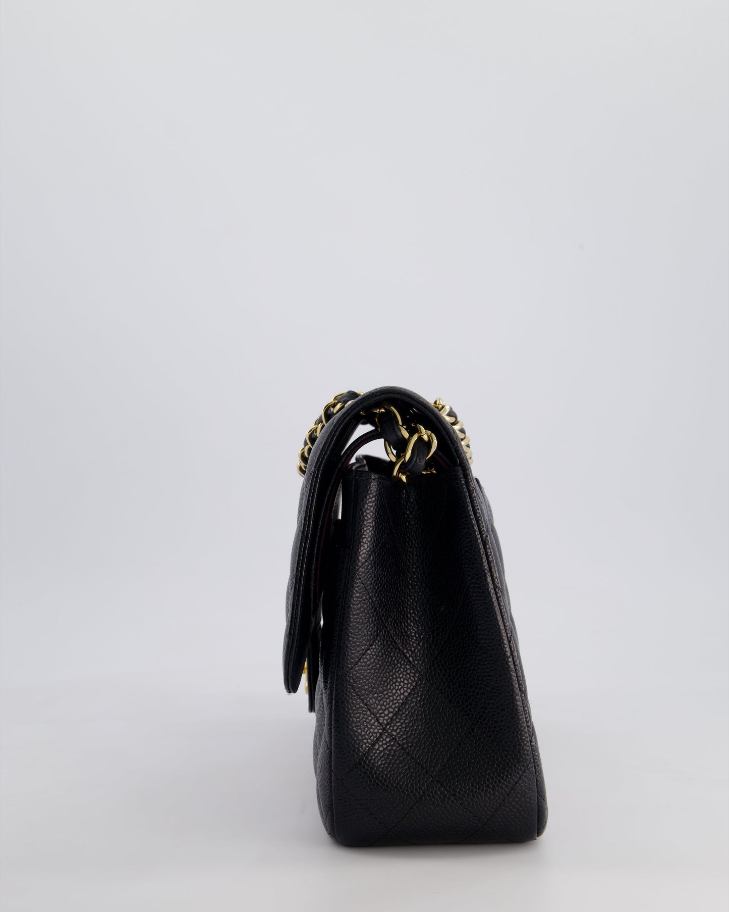 Chanel Black Jumbo Classic Double Flap Bag in Caviar Leather with Gold Hardware