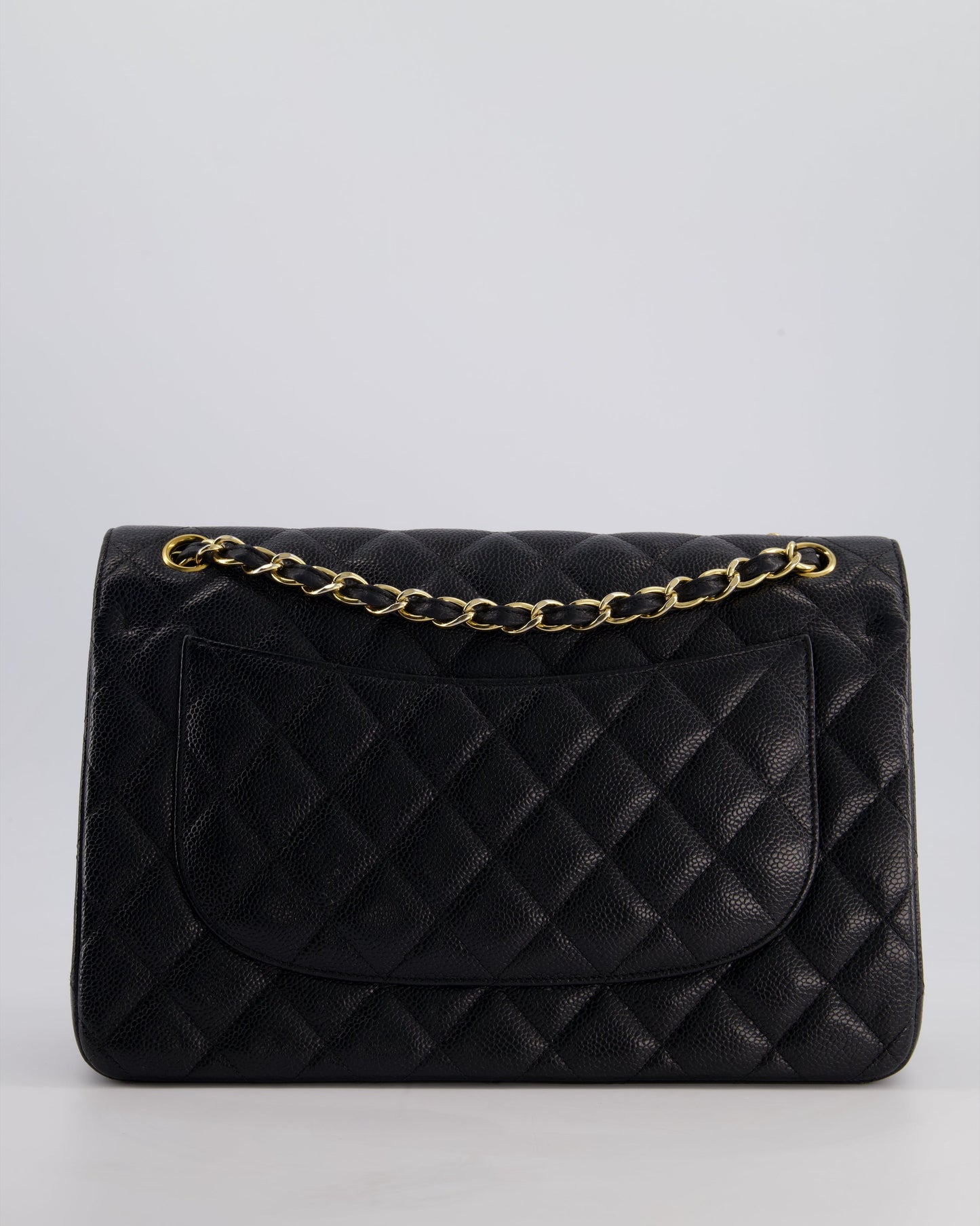 Chanel Black Jumbo Classic Double Flap Bag in Caviar Leather with Gold Hardware