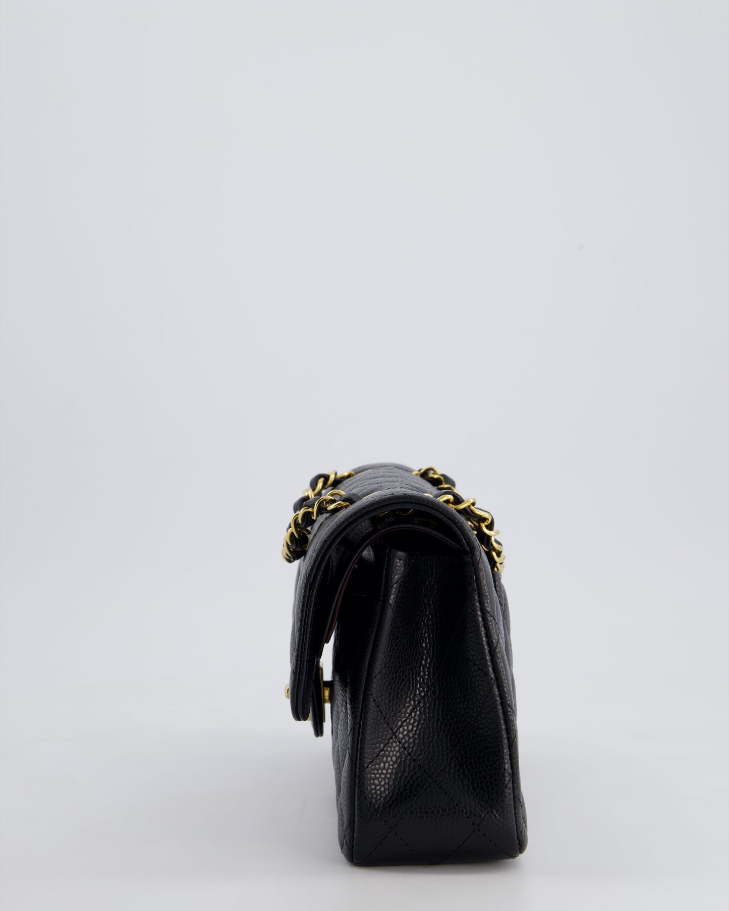 Chanel Black Small Classic Double Flap Bag in Caviar Leather with Gold Hardware