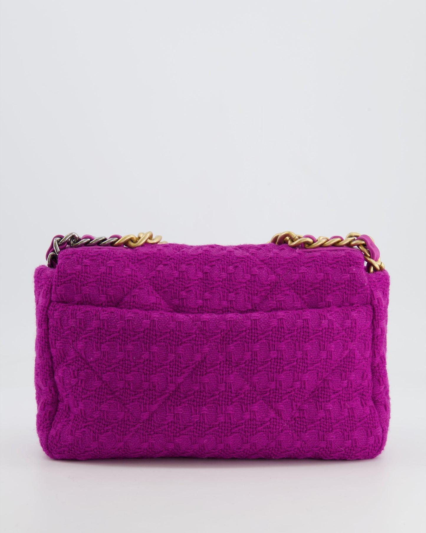 Chanel Magenta Tweed Medium 19 Bag with Mixed Hardware