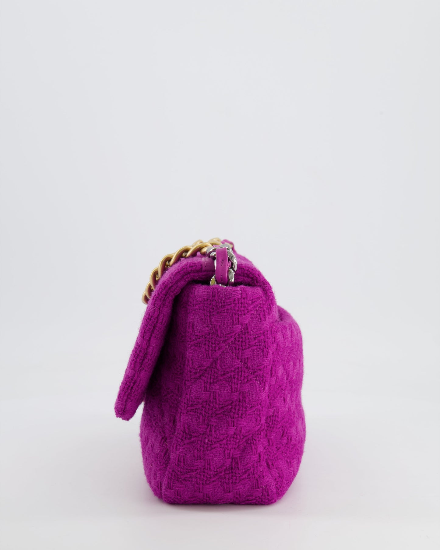 Chanel Magenta Tweed Medium 19 Bag with Mixed Hardware