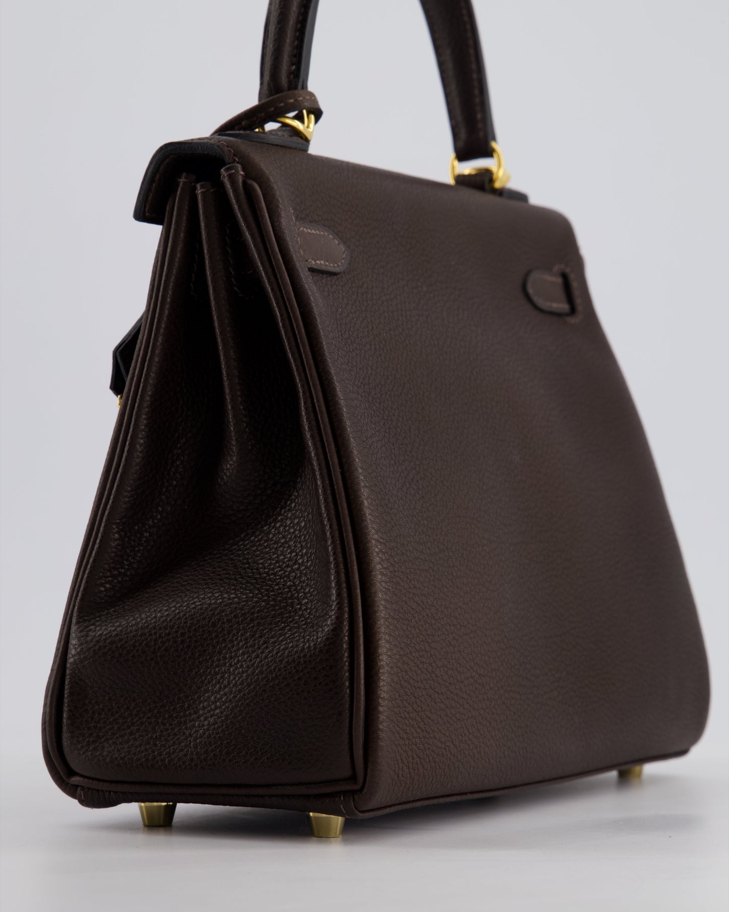 *SUPER RARE* Hermès Kelly Bag 25cm Retourne in Ebene Barenia Faubourg Leather with Gold Hardware