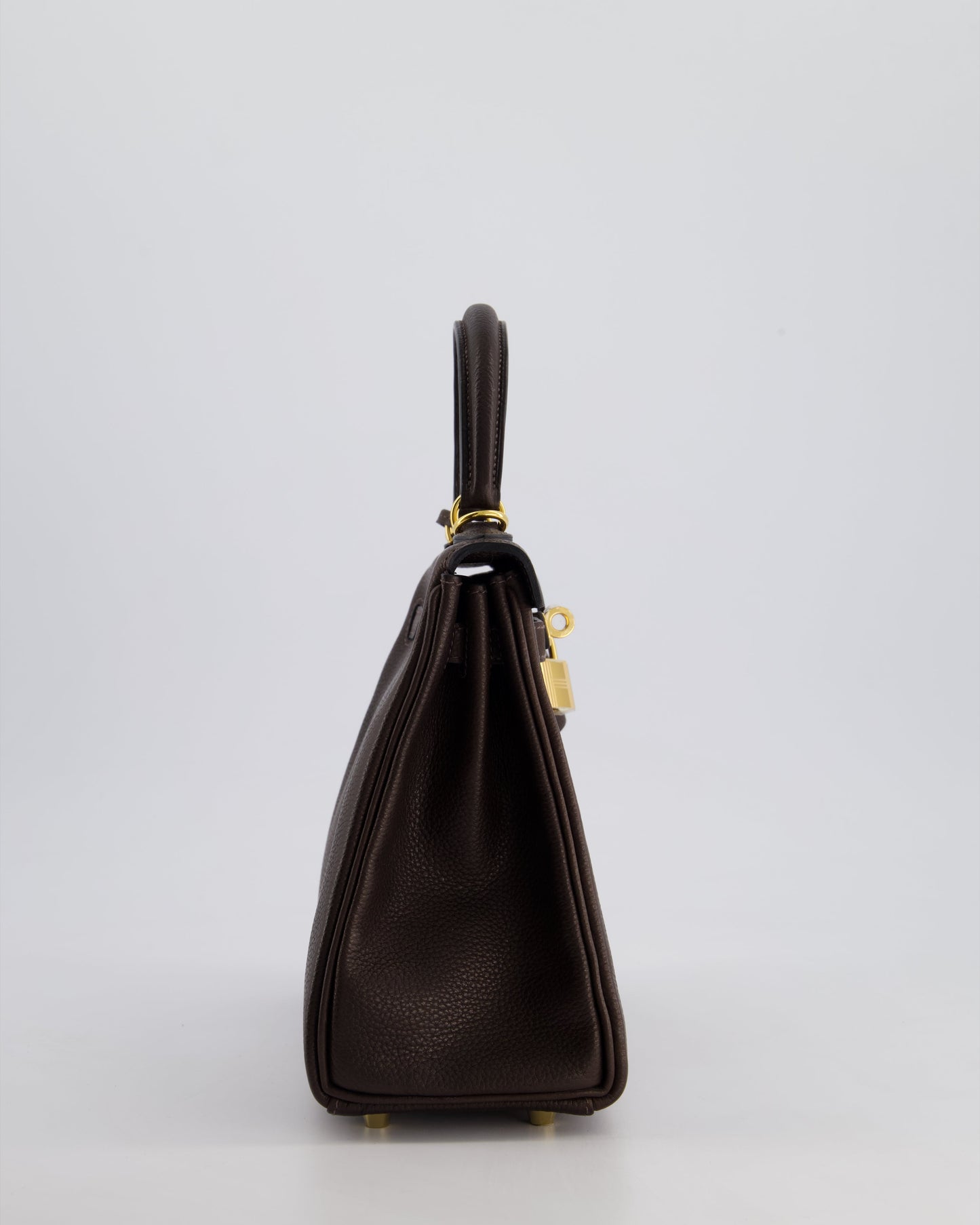 *SUPER RARE* Hermès Kelly Bag 25cm Retourne in Ebene Barenia Faubourg Leather with Gold Hardware