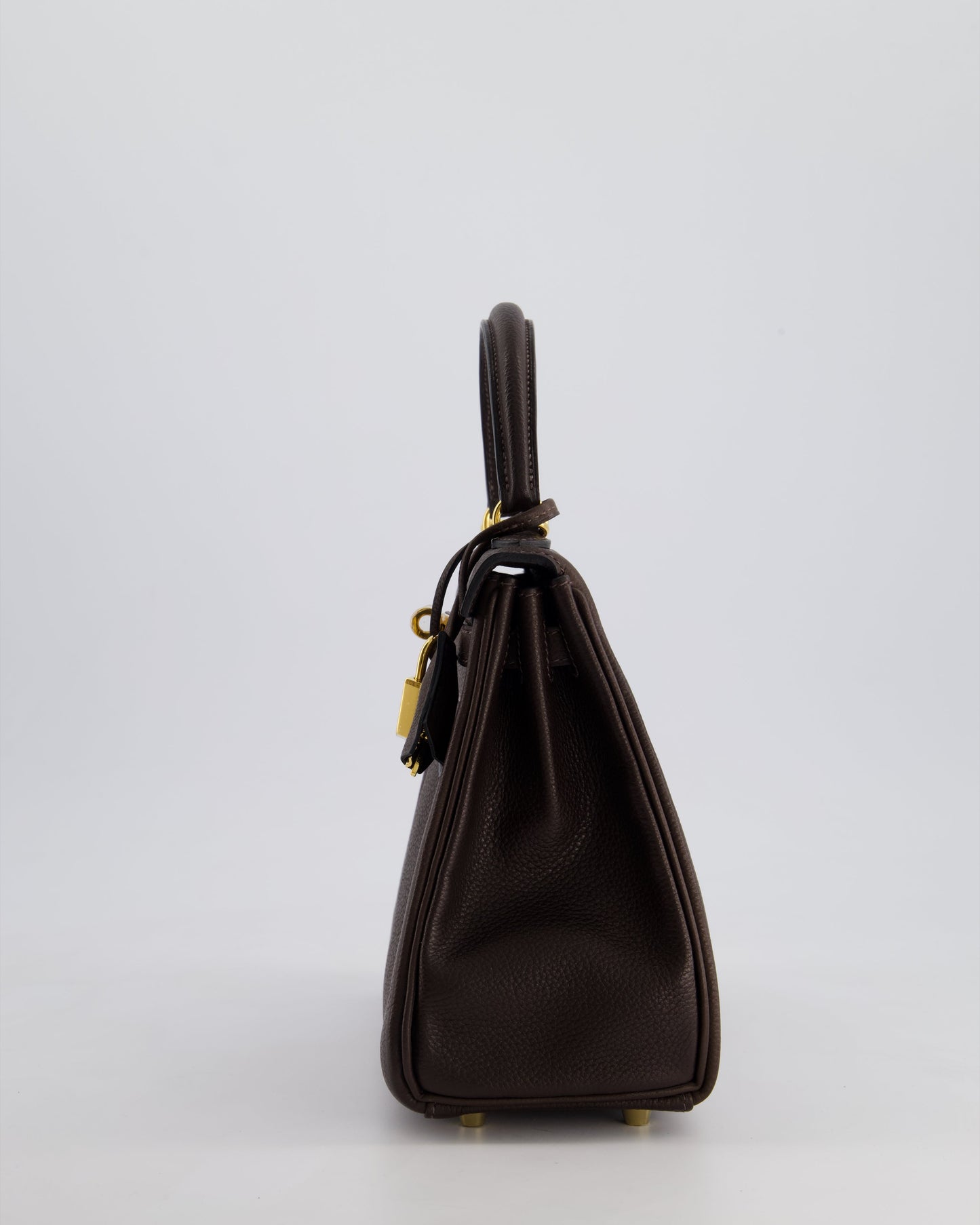 *SUPER RARE* Hermès Kelly Bag 25cm Retourne in Ebene Barenia Faubourg Leather with Gold Hardware