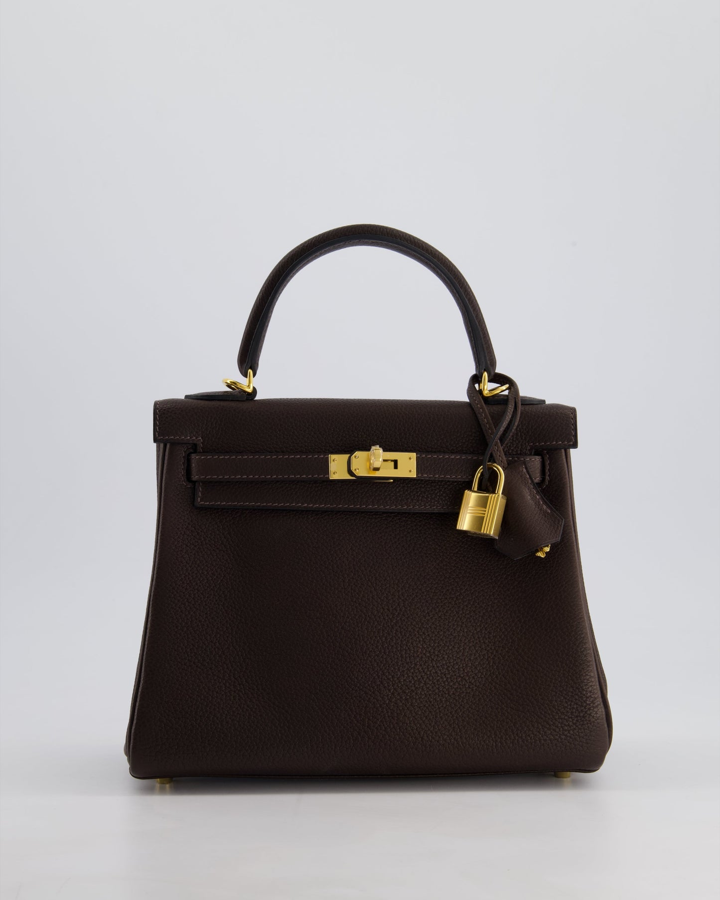 *SUPER RARE* Hermès Kelly Bag 25cm Retourne in Ebene Barenia Faubourg Leather with Gold Hardware