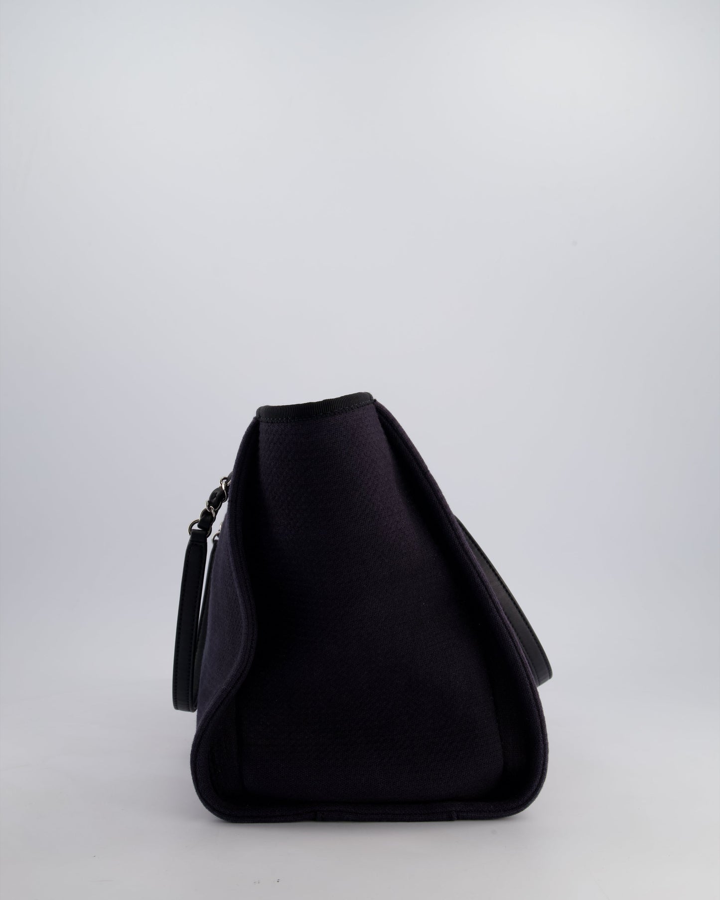 Chanel Black Small Canvas Deauville Tote Bag with Silver Hardware