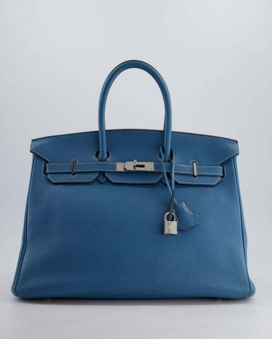 *HOT* Hermès Birkin 35cm Bag in Blue Jean Togo Leather with Palladium Hardware