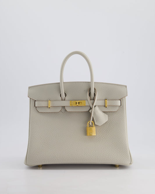 Hermès Birkin 25cm Retourne Bag in Gris Perle Togo Leather with Gold Hardware