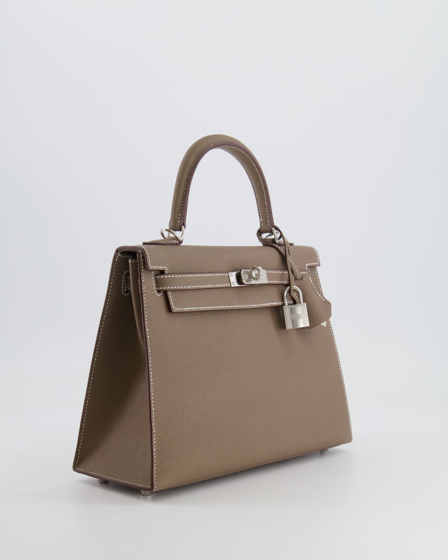 Hermès Kelly Sellier 25cm Bag in Etoupe Epsom Leather with Palladium Hardware